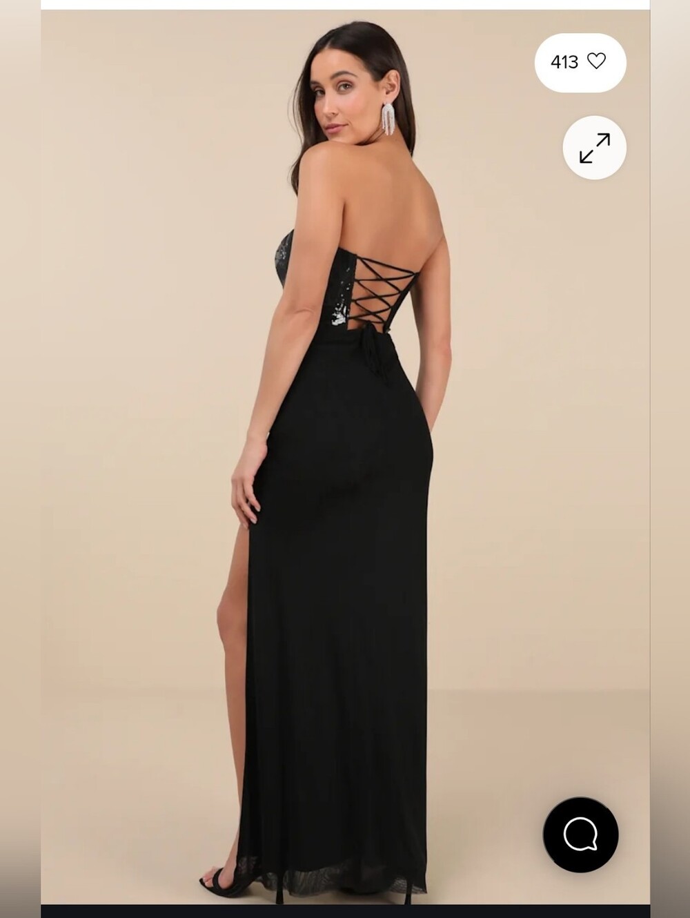Dalya Black Sequin Strapless Maxi Dress